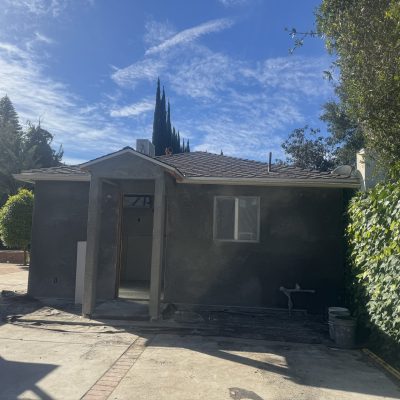 Completed garage conversion ADU exterior